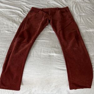 Ag Adriano Goldschmied Men's Corduroy Pants in Brick Red